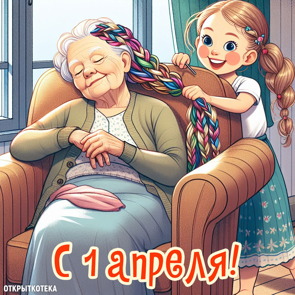 смешная картинка с 1 апреля, бабушка и внучка